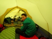 Stuck in the tent.